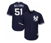 Men's Majestic New York Yankees #51 Bernie Williams Replica Navy Blue Alternate MLB Jersey