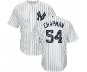 Men's Majestic New York Yankees #54 Aroldis Chapman Authentic White Team Logo Fashion MLB Jersey