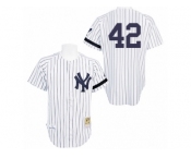 Men's Mitchell and Ness Practice New York Yankees #42 Mariano Rivera Authentic White Throwback MLB Jersey