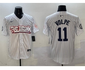 Men's New York Yankees #11 Anthony Volpe White Bronx Graffiti Vapor Limited Stitched Baseball Jersey