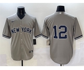 Men's New York Yankees #12 Trent Grisham Grey Cool Base Stitched Baseball Jersey
