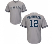 Men's New York Yankees #12 Troy Tulowitzki Replica Grey Road Baseball Jersey Men's New York Yankees #12 Troy Tulowitzki Replica Grey Road Baseball Jersey