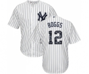 Men's New York Yankees #12 Wade Boggs Authentic White Team Logo Fashion Baseball Jersey Men's New York Yankees #12 Wade Boggs Authentic White Team Logo Fashion Baseball Jersey