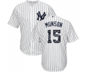 Men's New York Yankees #15 Thurman Munson Authentic White Team Logo Fashion Baseball Jersey Men's New York Yankees #15 Thurman Munson Authentic White Team Logo Fashion Baseball Jersey