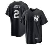 Men's New York Yankees #2 Derek Jeter Black Lights Out Limited Stitched Baseball Jersey