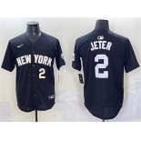 Men's New York Yankees #2 Derek Jeter Black Limited Stitched Baseball Jersey