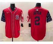 Men's New York Yankees #2 Derek Jeter Red American Style Limited Stitched Baseball Jersey