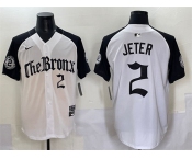 Men's New York Yankees #2 Derek Jeter White Black 'Gothic Legacy Edition' Vapor Premier Limited Stitched Baseball Jersey