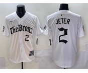 Men's New York Yankees #2 Derek Jeter White 'Gothic Legacy Edition' Vapor Premier Limited Stitched Baseball Jersey