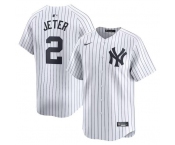 Men's New York Yankees #2 Derek Jeter White Home Limited Stitched Baseball Jersey