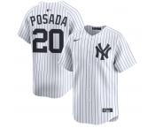Men's New York Yankees #20 Jorge Posada White Cool Base Stitched Baseball Jersey