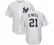 Men's New York Yankees #21 Paul O'Neill Authentic White Team Logo Fashion Baseball Jersey