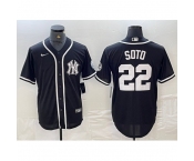 Men's New York Yankees #22 Juan Soto Black White Cool Base Stitched Jersey