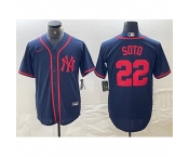 Men's New York Yankees #22 Juan Soto Navy Red Fashion Cool Base Jersey