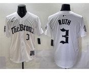 Men's New York Yankees #3 Babe Ruth White 'Gothic Legacy Edition' Vapor Premier Limited Stitched Baseball Jersey