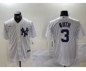 Men's New York Yankees #3 Babe Ruth White Name Stitched Cool Base Nike Jersey