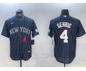 Men's New York Yankees #4 Lou Gehrig Navy Pinstripe Fashion Cool Base Jerseys