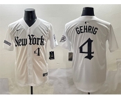 Men's New York Yankees #4 Lou Gehrig White 'Gothic Legacy Edition' Vapor Premier Limited Stitched Baseball Jersey
