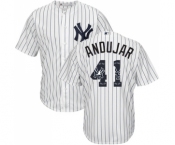 Men's New York Yankees #41 Miguel Andujar Authentic White Team Logo Fashion Baseball Jersey