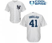 Men's New York Yankees #41 Miguel Andujar Replica White Home Baseball Jersey