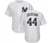 Men's New York Yankees #44 Reggie Jackson Authentic White Team Logo Fashion Baseball Jersey