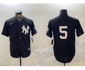 Men's New York Yankees #5 Joe DiMaggio Black With Patch Cool Base Stitched Baseball Jersey
