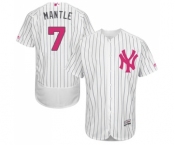 Men's New York Yankees #7 Mickey Mantle Authentic White 2016 Mother's Day Fashion Flex Base Baseball Jersey Men's New York Yankees #7 Mickey Mantle Authentic White 2016 Mother's Day Fashion Flex Base Baseball Jersey