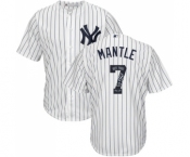Men's New York Yankees #7 Mickey Mantle Authentic White Team Logo Fashion Baseball Jersey Men's New York Yankees #7 Mickey Mantle Authentic White Team Logo Fashion Baseball Jersey