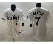 Men's New York Yankees #7 Mickey Mantle White 'Gothic Legacy Edition' Vapor Premier Limited Stitched Baseball Jersey