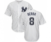 Men's New York Yankees #8 Yogi Berra Authentic White Team Logo Fashion Baseball Jersey Men's New York Yankees #8 Yogi Berra Authentic White Team Logo Fashion Baseball Jersey