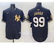 Men's New York Yankees #99 Aaron Judge Black Gold With Patch Limited Stitched Baseball Jersey