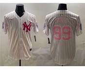 Men's New York Yankees #99 Aaron Judge Pink With Patch Limited Stitched Baseball Jersey