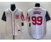 Men's New York Yankees #99 Aaron Judge White 2025 Independence Day Vapor Limited Stitched Baseball Jersey