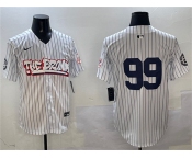 Men's New York Yankees #99 Aaron Judge White Bronx Graffiti Vapor Limited Stitched Baseball Jersey