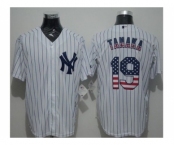 New York Yankees #19 Masahiro Tanaka White Strip USA Flag Fashion Stitched Baseball Jersey New York Yankees #19 Masahiro Tanaka White Strip USA Flag Fashion Stitched Baseball Jersey