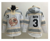 New York Yankees #3 Babe Ruth White Sawyer Hooded Sweatshirt MLB Hoodie New York Yankees #3 Babe Ruth White Sawyer Hooded Sweatshirt MLB Hoodie