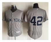 New York Yankees #42 Mariano Rivera Grey Flexbase Authentic Collection Stitched Baseball Jersey New York Yankees #42 Mariano Rivera Grey Flexbase Authentic Collection Stitched Baseball Jersey