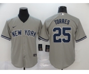 Nike Men's New York Yankees #25 Gleyber Torre Authentic Grey Cool Base Baseball Jersey