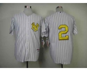 mlb jerseys new york yankees #2 jeter white[number golden][black strip]