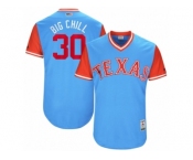 Men's 2017 Little League World Series Rangers #30 Nomar Mazara Big Chill Light Blue Jersey