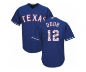 Men's Majestic Texas Rangers #12 Rougned Odor Authentic Royal Blue Team Logo Fashion Cool Base MLB Jersey