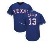 Men's Majestic Texas Rangers #13 Joey Gallo Authentic Royal Blue Team Logo Fashion Cool Base MLB Jersey