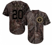 Men's Majestic Texas Rangers #20 Darwin Barney Authentic Camo Realtree Collection Flex Base MLB Jersey