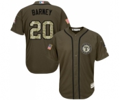 Men's Majestic Texas Rangers #20 Darwin Barney Authentic Green Salute to Service MLB Jersey