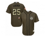 Men's Majestic Texas Rangers #25 Jonathan Lucroy Replica Green Salute to Service MLB Jersey
