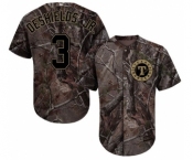 Men's Majestic Texas Rangers #3 Delino DeShields Authentic Camo Realtree Collection Flex Base MLB Jersey
