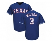 Men's Majestic Texas Rangers #3 Russell Wilson Authentic Royal Blue Team Logo Fashion Cool Base MLB Jersey