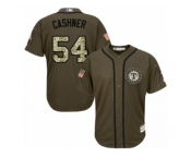 Men's Majestic Texas Rangers #54 Andrew Cashner Replica Green Salute to Service MLB Jersey