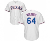 Men's Majestic Texas Rangers #64 Edinson Volquez Replica White Home Cool Base MLB Jersey Men's Majestic Texas Rangers #64 Edinson Volquez Replica White Home Cool Base MLB Jersey