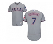 Men's Majestic Texas Rangers #7 Ivan Rodriguez Grey Flexbase Authentic Collection MLB Jersey